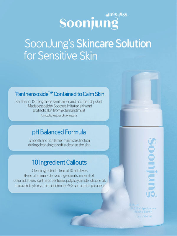 Etude House Soonjung pH 6.5 Whip Cleanser~"Gentle, hydrating foam that cleanses without stripping"